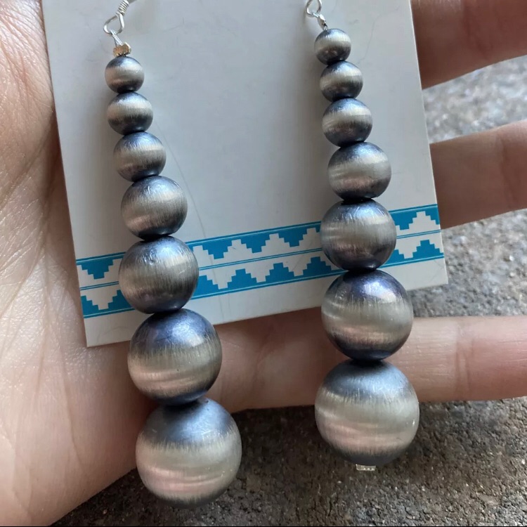 Sterling Silver Pearls Drop Bead Earrings.